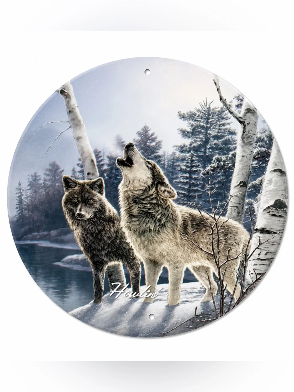 NEW Wolves Round Metal Sign
